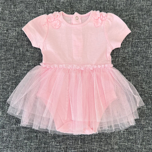 Girls 0-3 Month Pink Summer Bodysuit Dress