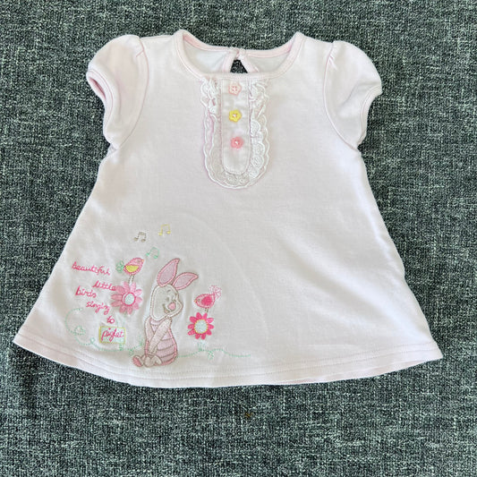 Girls 0-3 Month Disney "Beautiful little birds singing to Piglet" Pink Summer Dress