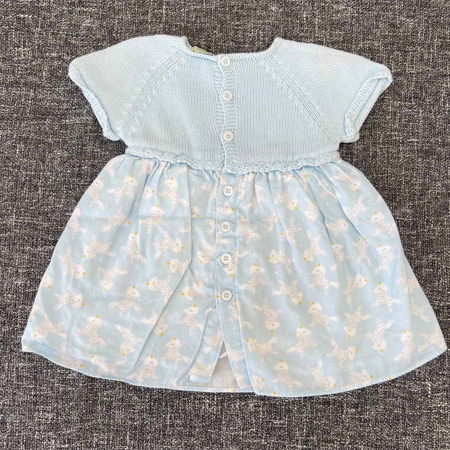 Girls 0-3 Month Blue Unicorn Summer Dress