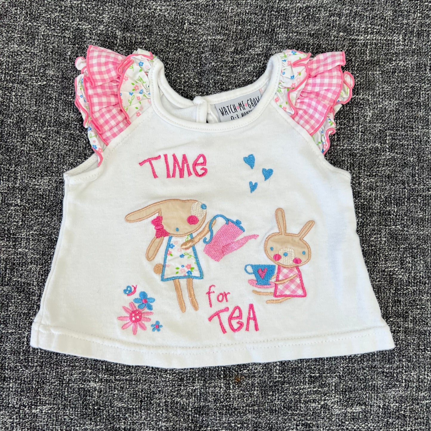 Girls 0-3 Month "Time for tea" top