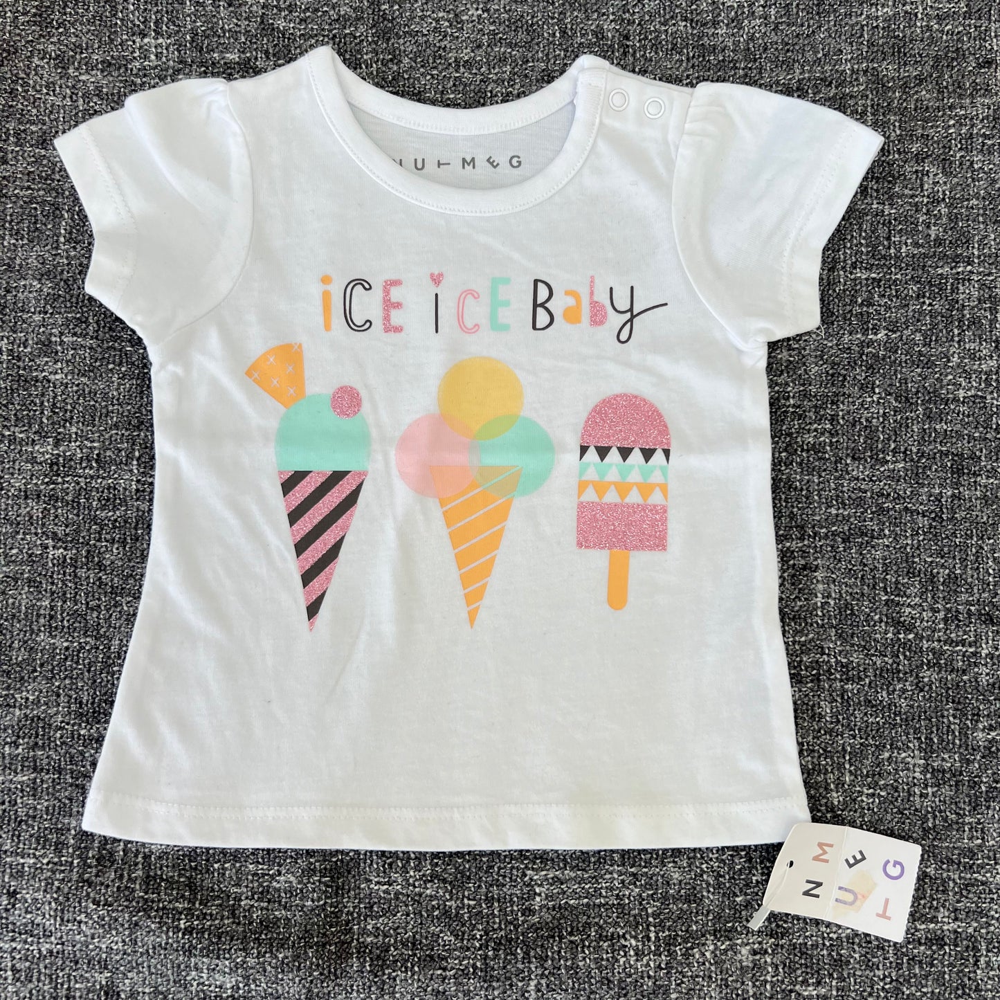 Girls 0-3 Month "Ice ice baby" T-shirt NEW