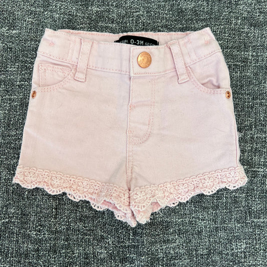 Girls 0-3 Month Pink Denim Shorts