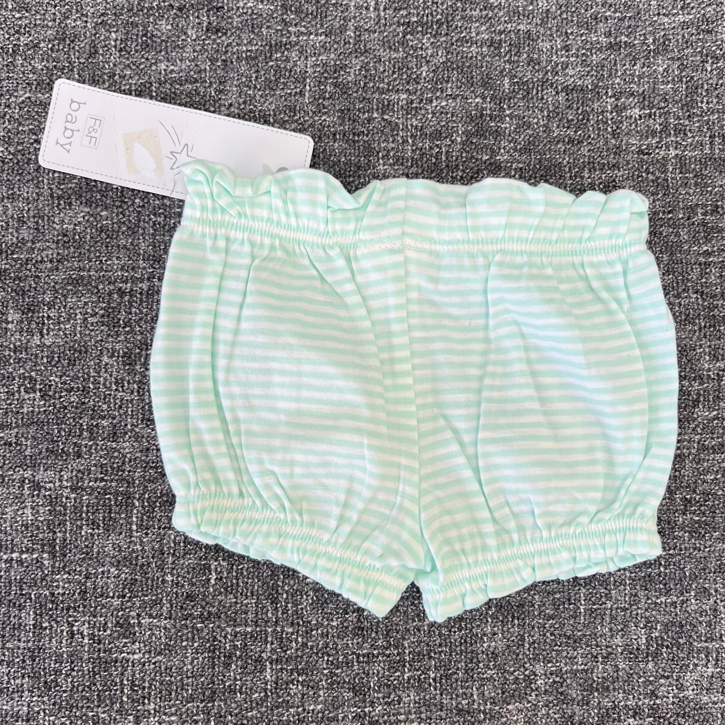 Girls 0-3 Month Green and White Striped Shorts NEW