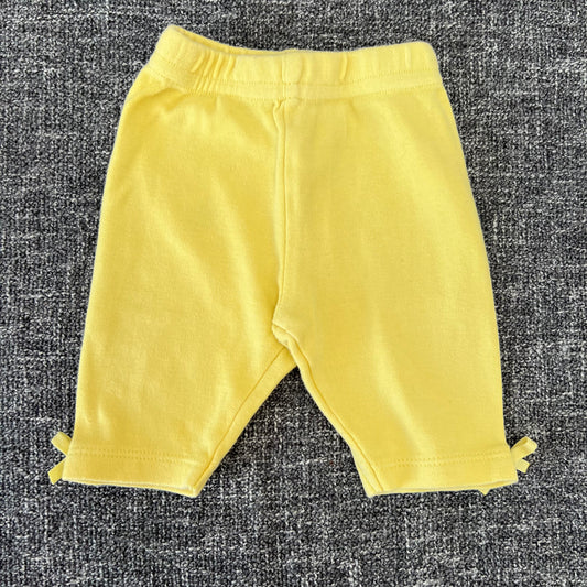 Girls 0-3 Month Plain Yellow Cropped Leggings