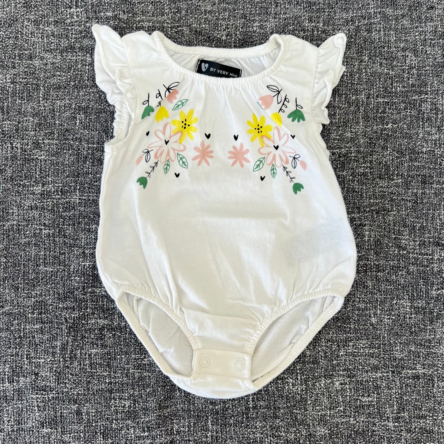 Girls 0-3 Month Floral Short Sleeved Bodysuit