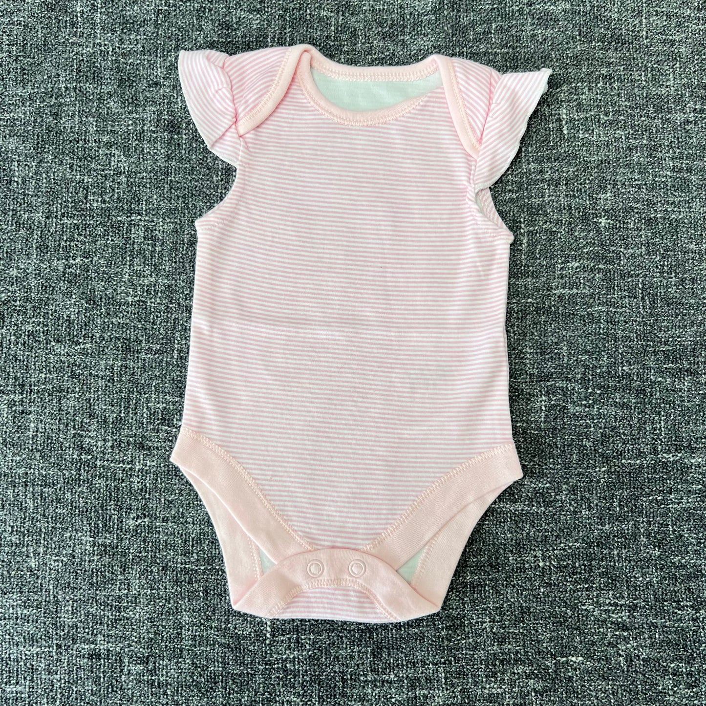 Girls 0-3 Month Pink And White Striped Short Sleeved Bodysuit