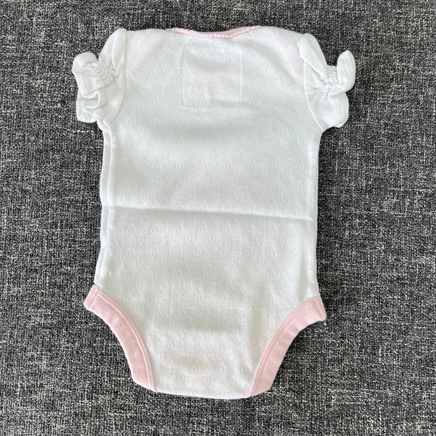 Girls 0-3 Month White and Pink Short Sleeved Bodysuit