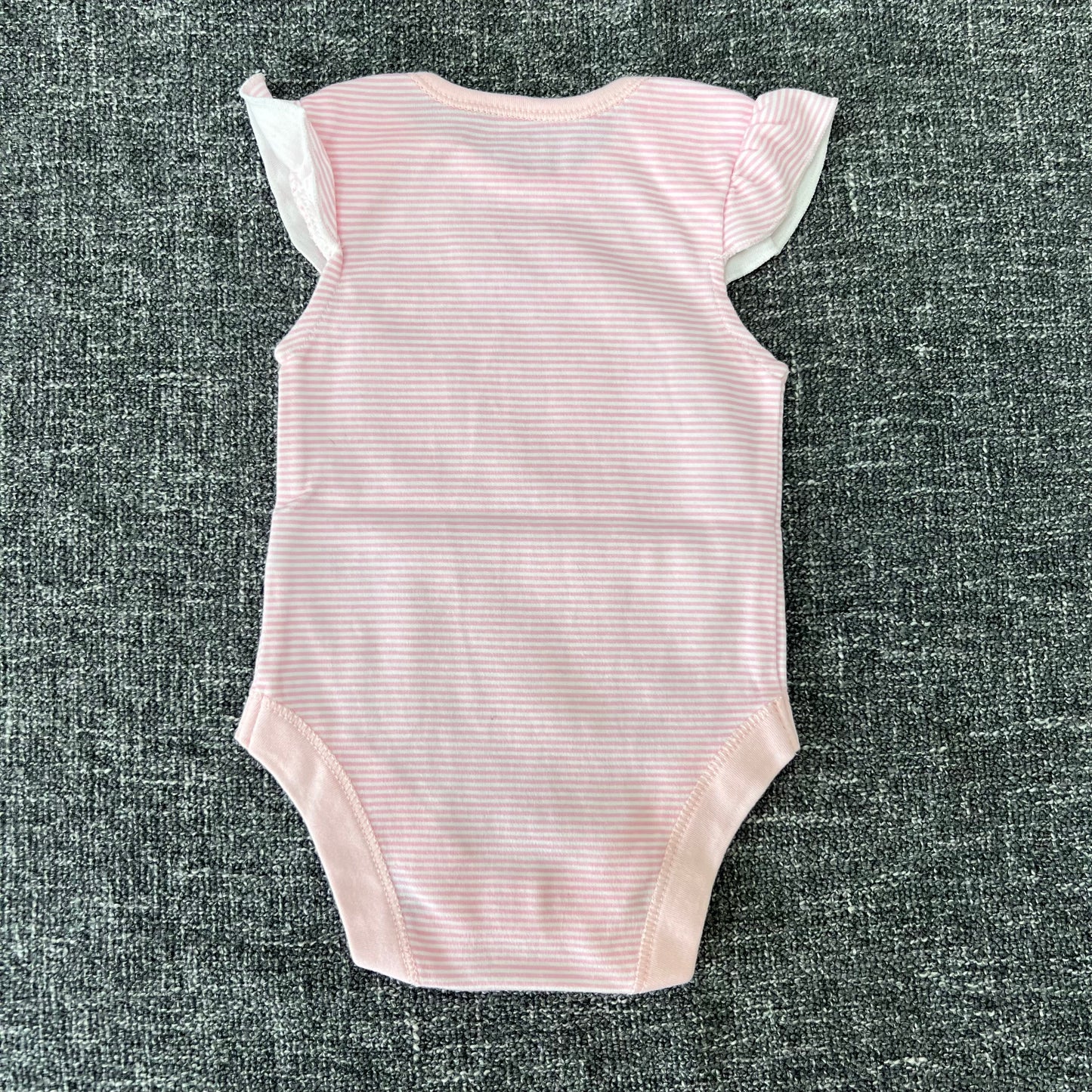 Girls 0-3 Month Pink And White Striped Short Sleeved Bodysuit