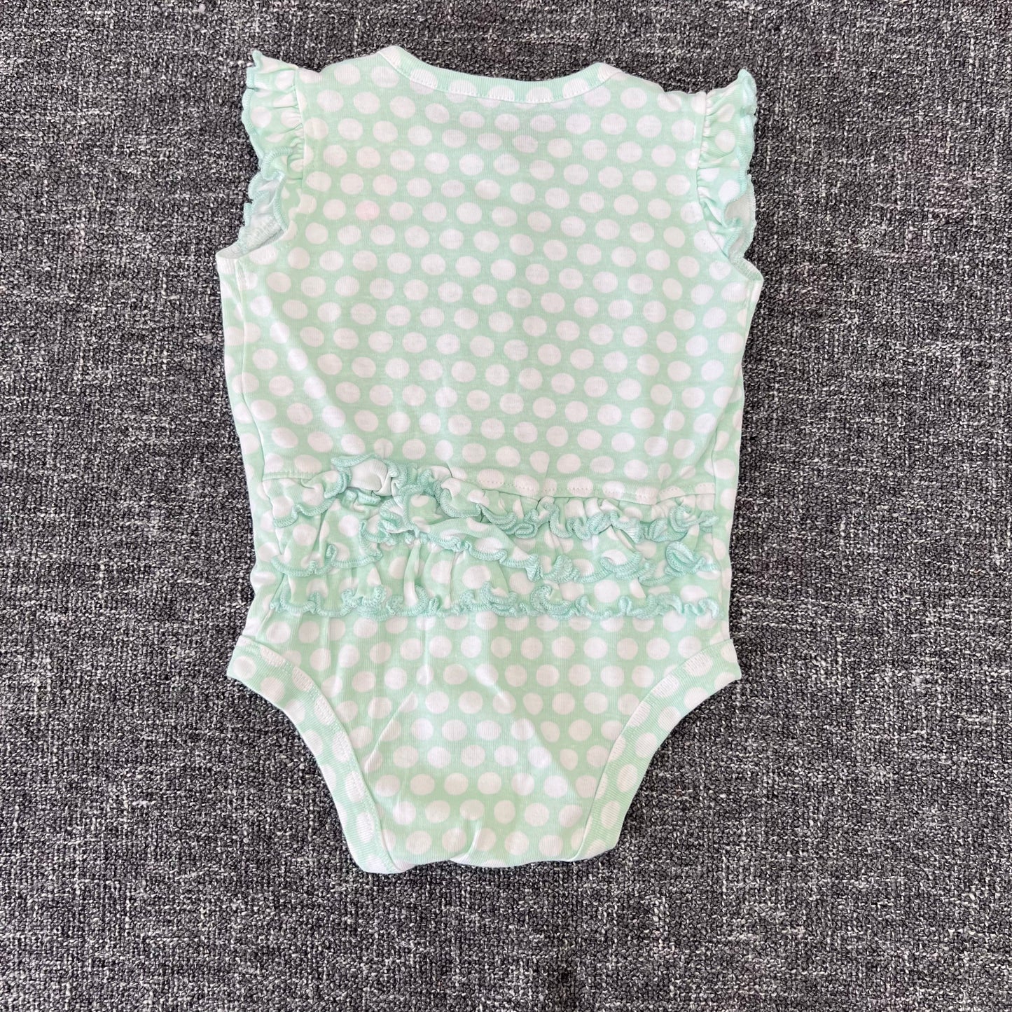 Girls 0-3 Month Green & White Spotted Sleeveless Bodysuit