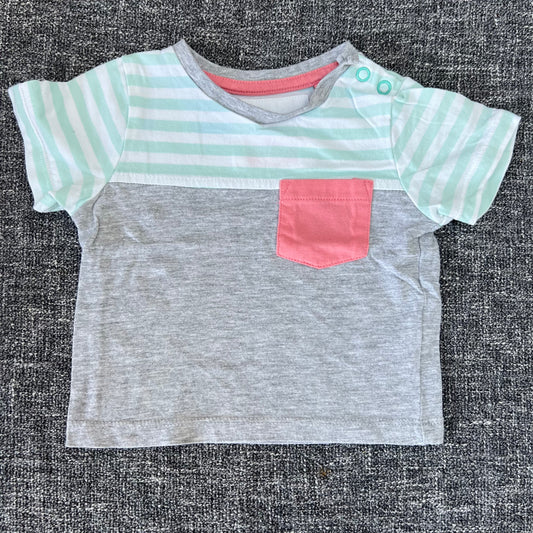 Boys 3-6 Month Green & White Striped T-shirt