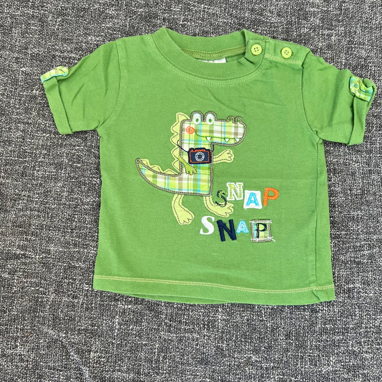 Boys 3-6 Month Crocodile "Snap Snap" Green T-shirt