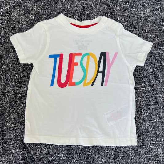 Boys 3-6 Month Cream "Tuesday" T-shirt