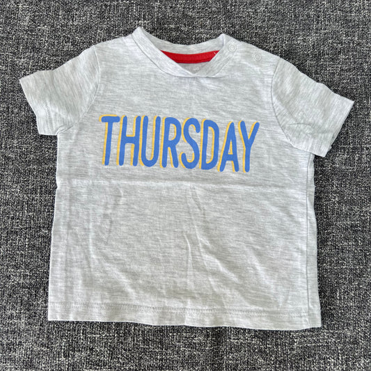 Boys 3-6 Month Grey "Thursday" T-shirt