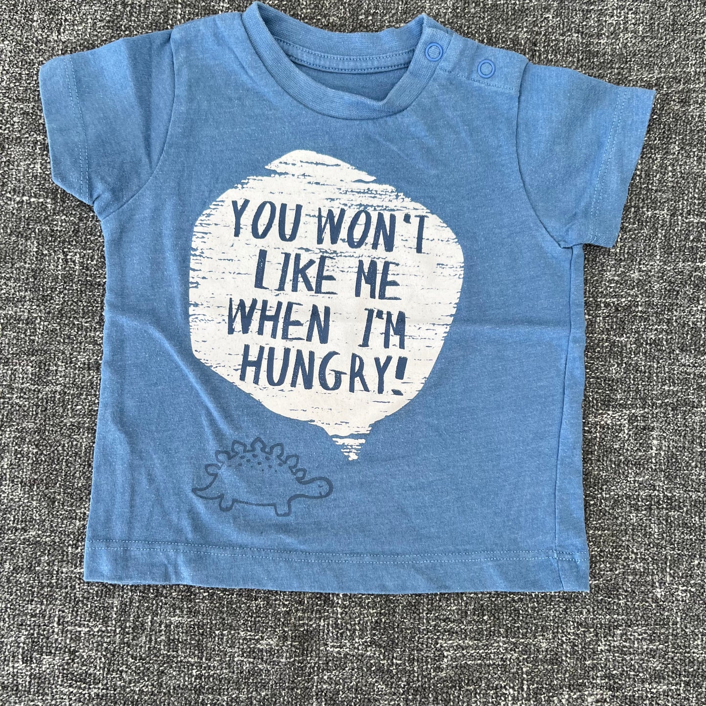 Boys 3-6 Month "You won't like my when I'm hungry!" Blue T-shirt