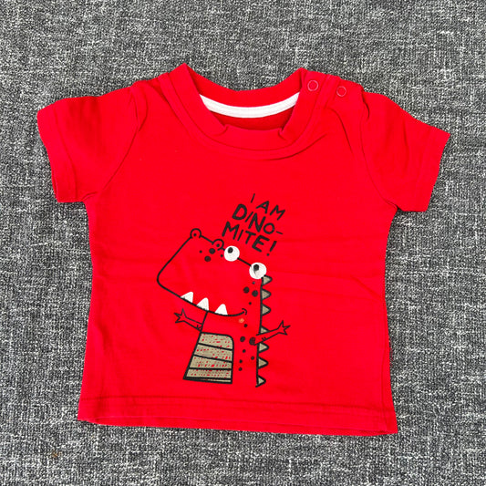 Boys 3-6 Month "I'm dino-mite" Red T-shirt (PIP)