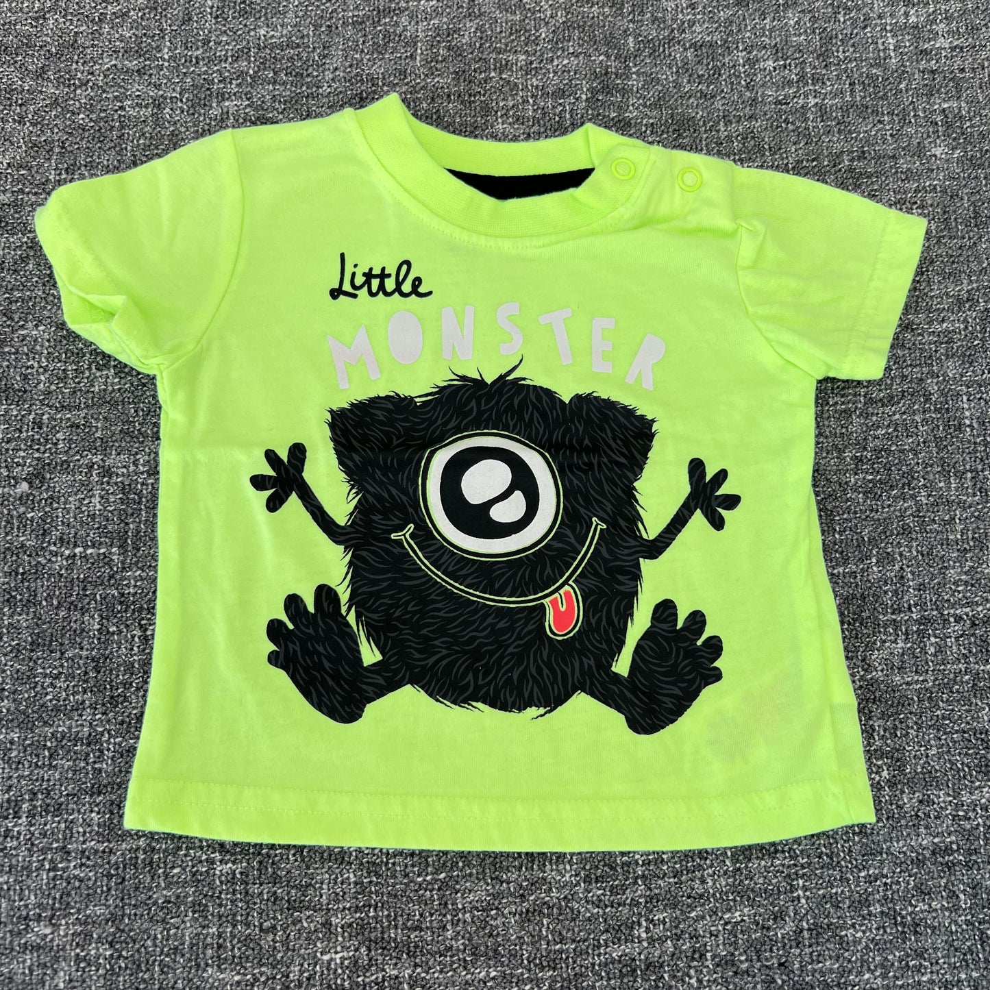 Boys 3-6 Month "Little monster" Fluorescent Yellow T-shirt