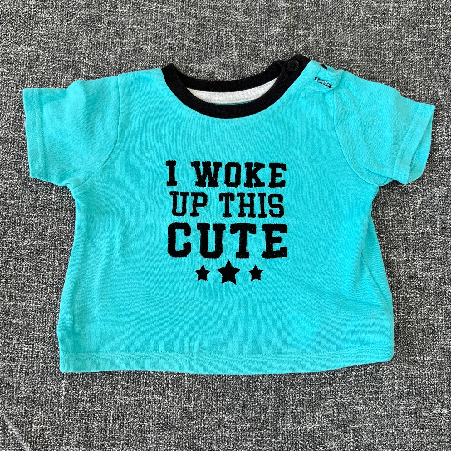 Boys 3-6 Month Turquoise "I woke up this cute" T-shirt