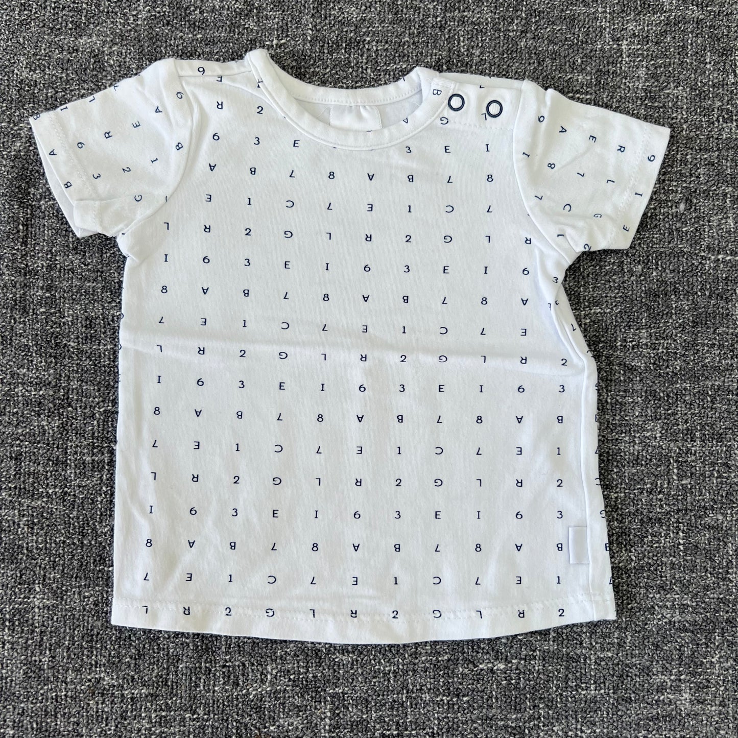 Boys 3-6 Month White Numbers & Letters T-shirt