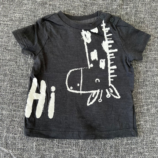 Boys 3-6 Month Grey Giraffe "Hi" T-shirt