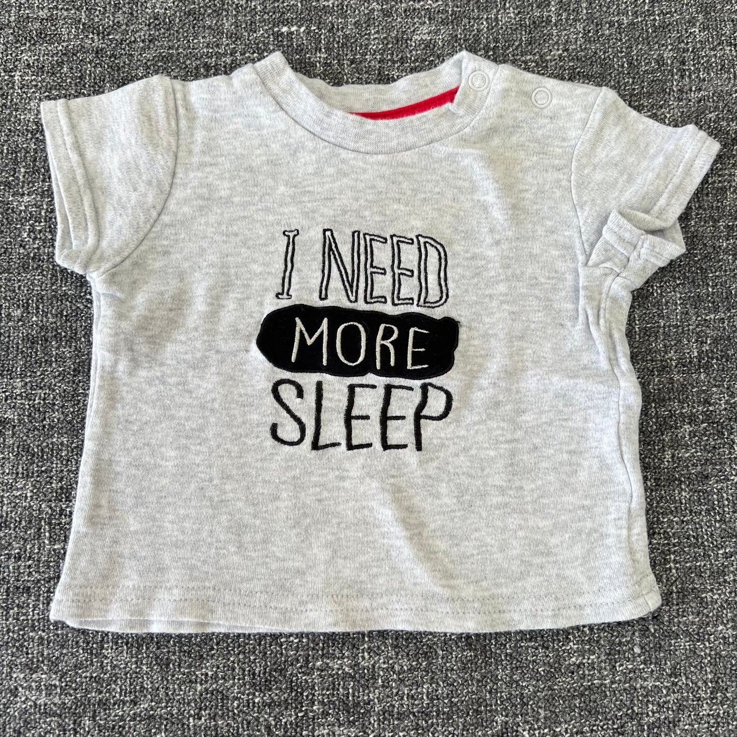 Boys 3-6 Month Grey "I need more sleep" T-shirt