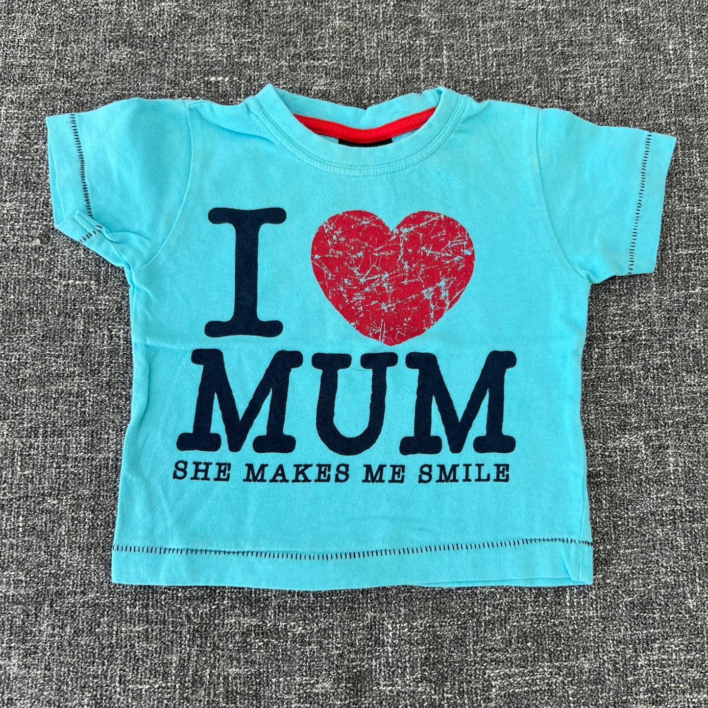 Boys 3-6 Month Blue "I Love Mum She Makes Me Smile" T-shirt