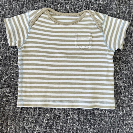 Boys 3-6 Month White & Beige Striped T-shirt