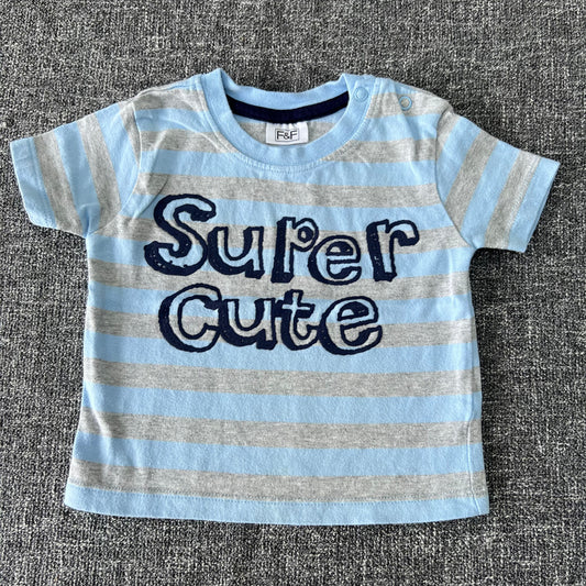 Boys 3-6 Month Striped "Super Cute" T-shirt