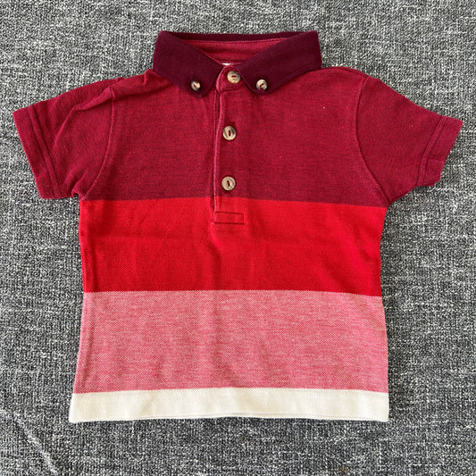 Boys 3-6 Month Red Striped Polo Shirt