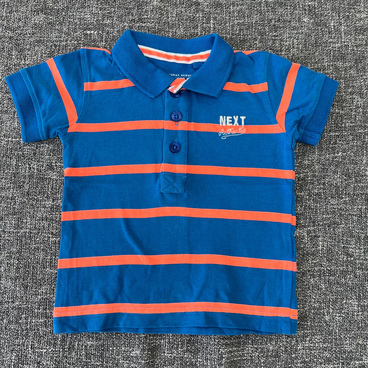 Boys 3-6 Month Blue & Orange Striped Polo Shirt