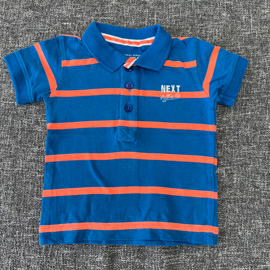 Boys 3-6 Month Blue & Orange Striped Polo Shirt