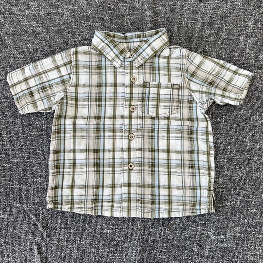 Boys 3-6 Month Green Checked Short Sleeved Shirt