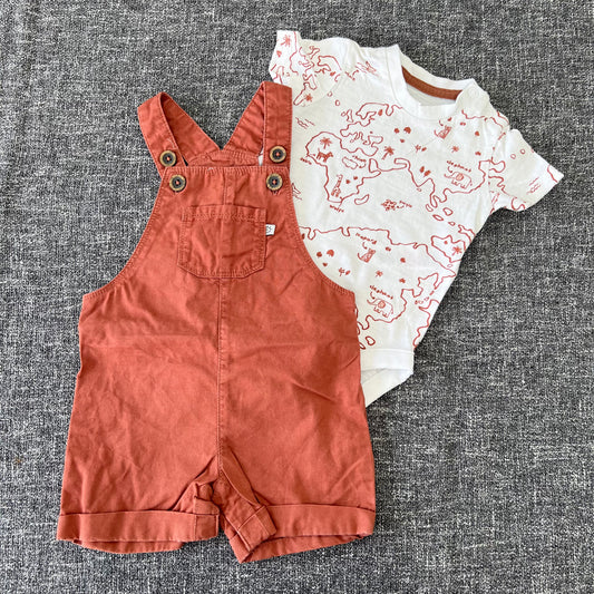 Boys 3-6 Month Summer Dungarees And Short Sleeved Bodysuit