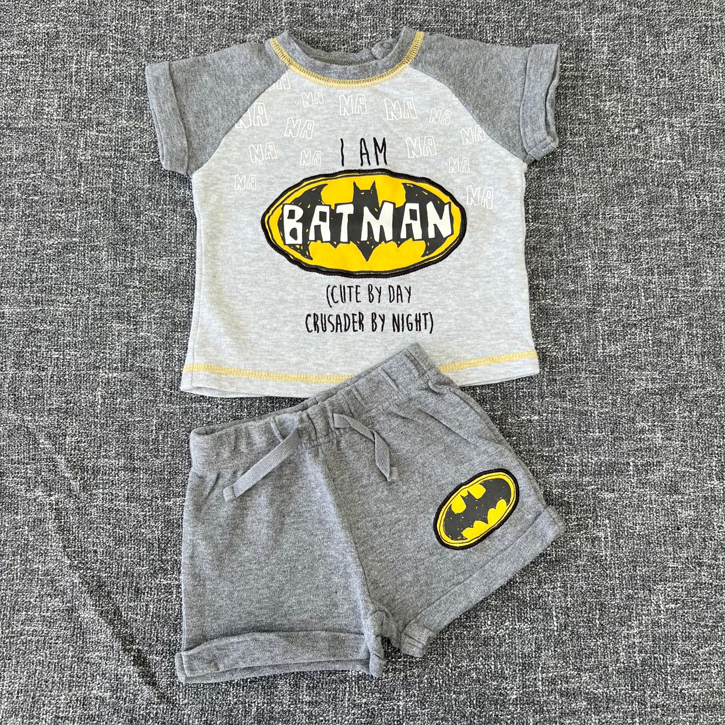 Boys 3-6 Month DC "I Am Batman, (Cute By Day Crusader By Night)" T-shirt & Shorts Outfit