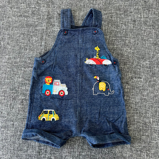 Boys 3-6 Month Summer Dungarees With Embroidered Animals