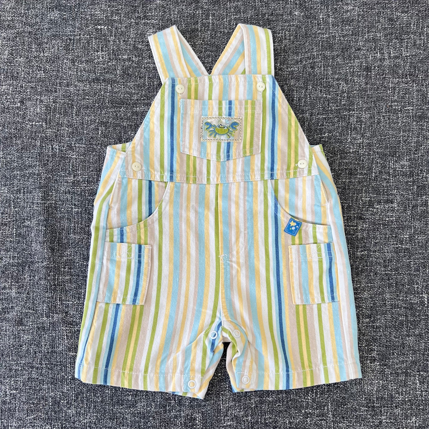 Boys 3-6 Month Striped Summer Dungaress