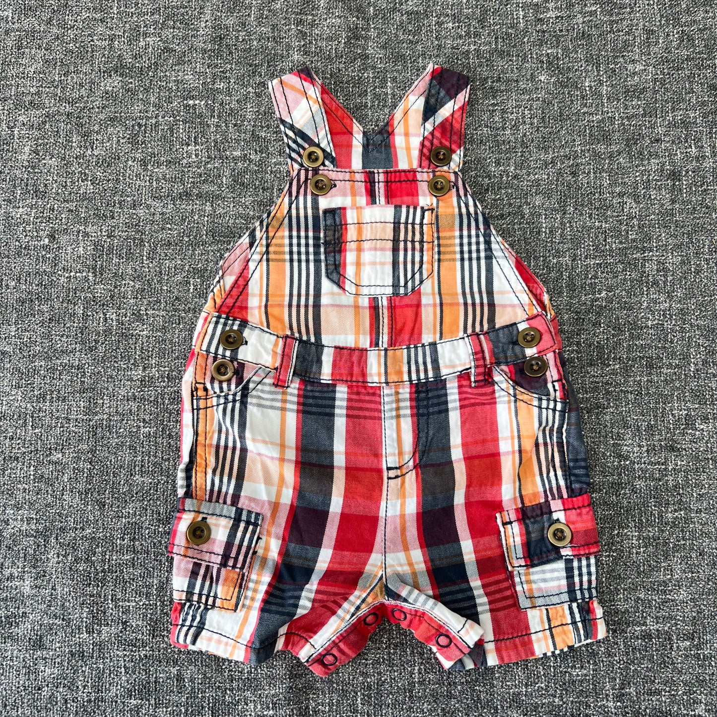 Boys 3-6 Month Checked Summer Dungarees