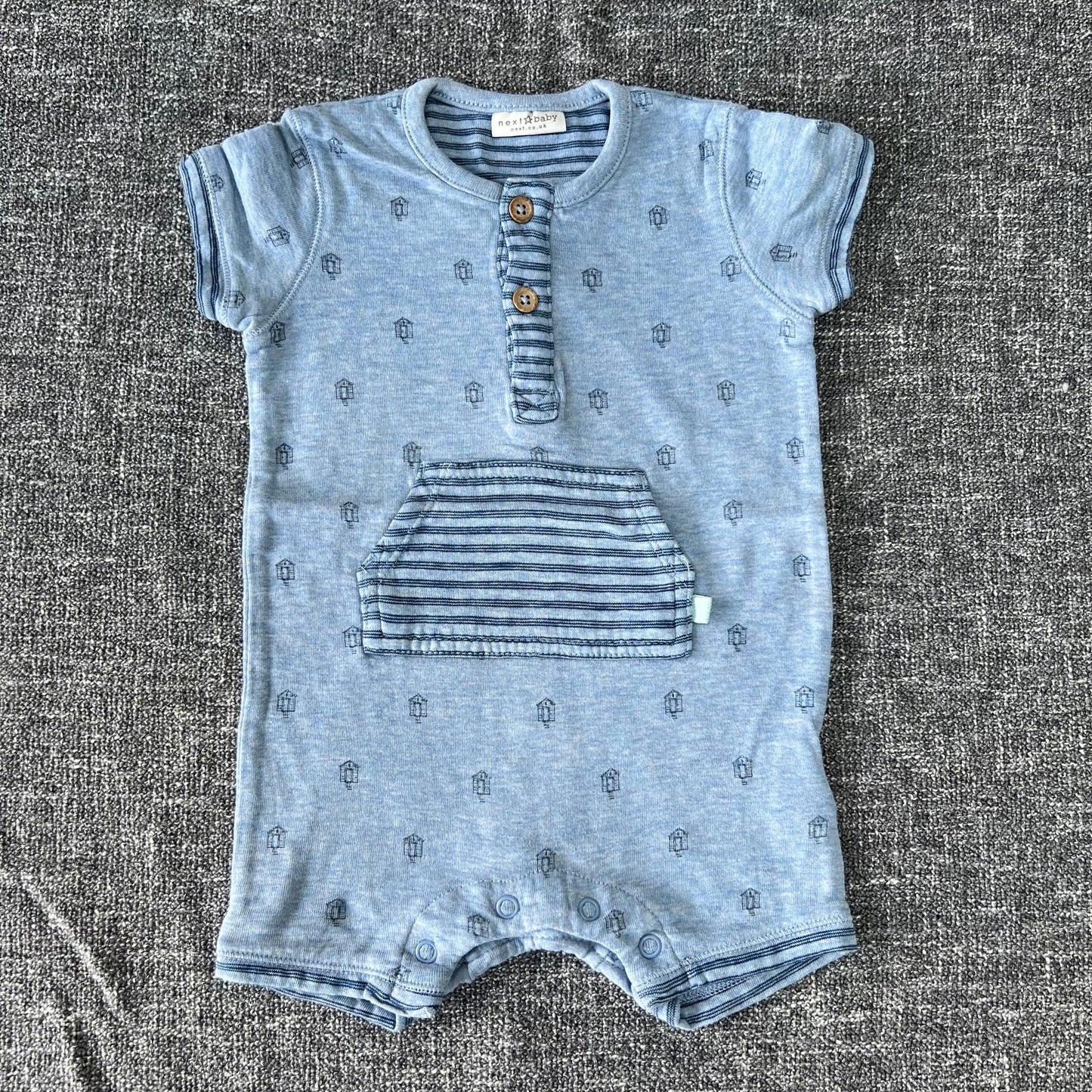 Boys 3-6 Month Blue Beach Hut Summer Romper