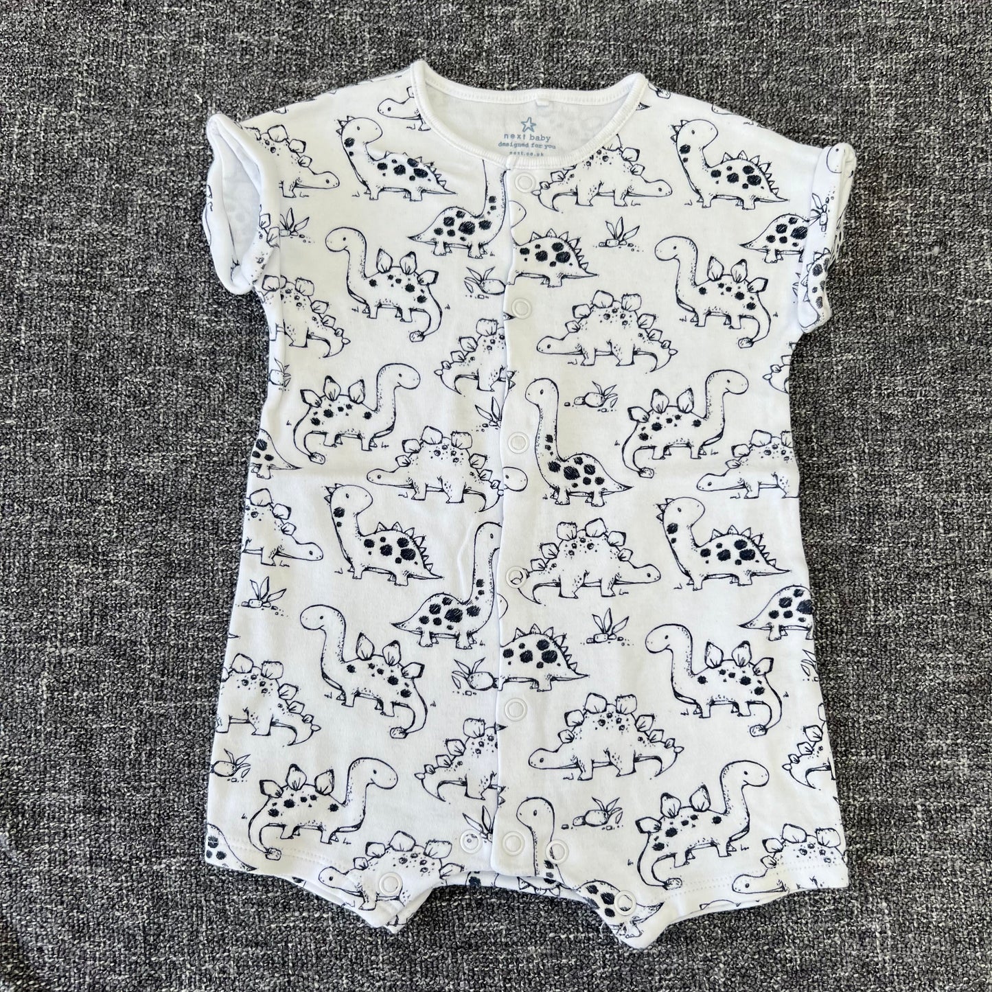 Boys 3-6 Month White Dinosaur Summer Romper