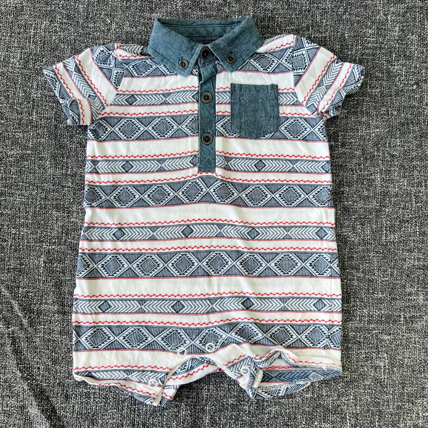 Boys 3-6 Month Patterned Summer Romper