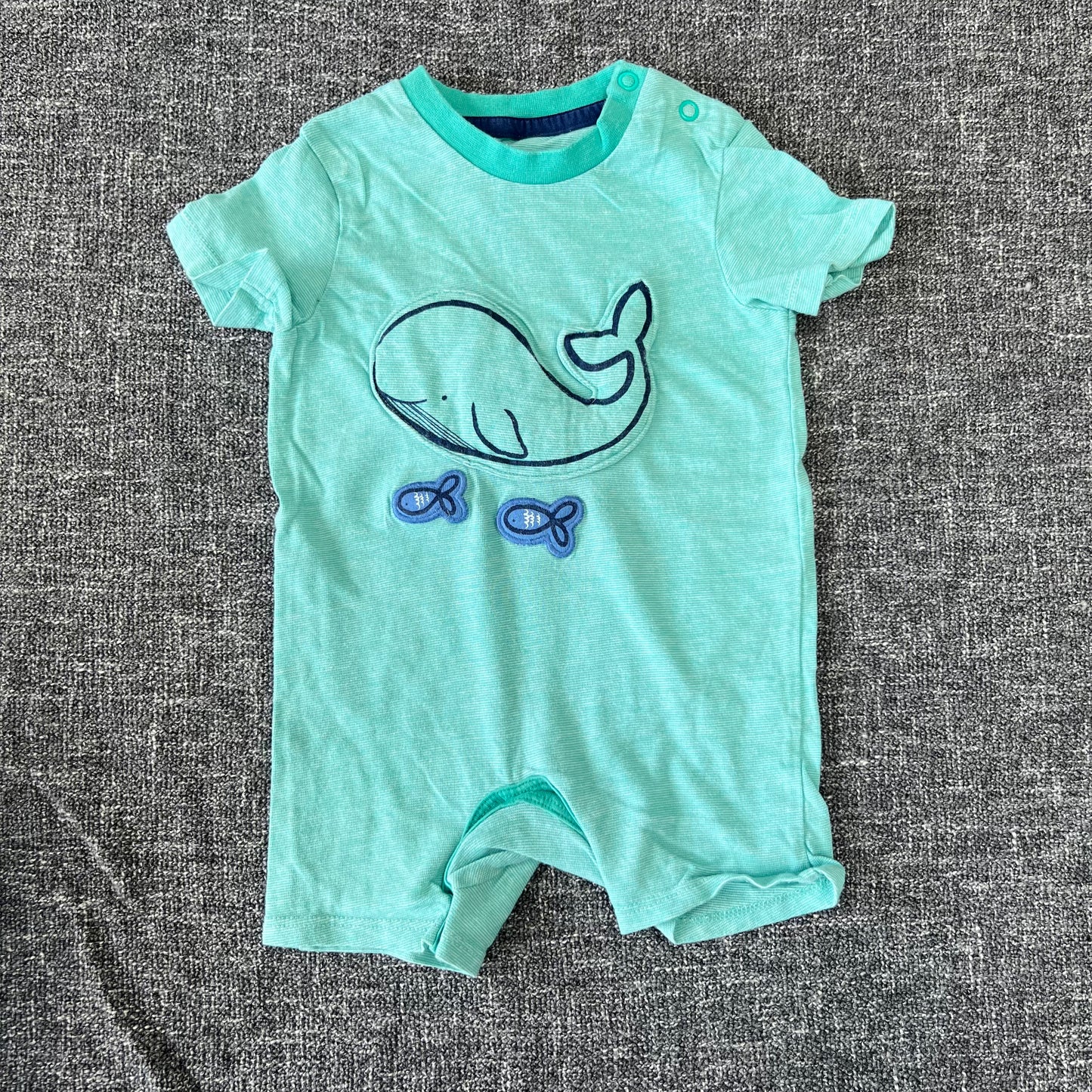 Boys 3-6 Month Green Whale Summer Romper