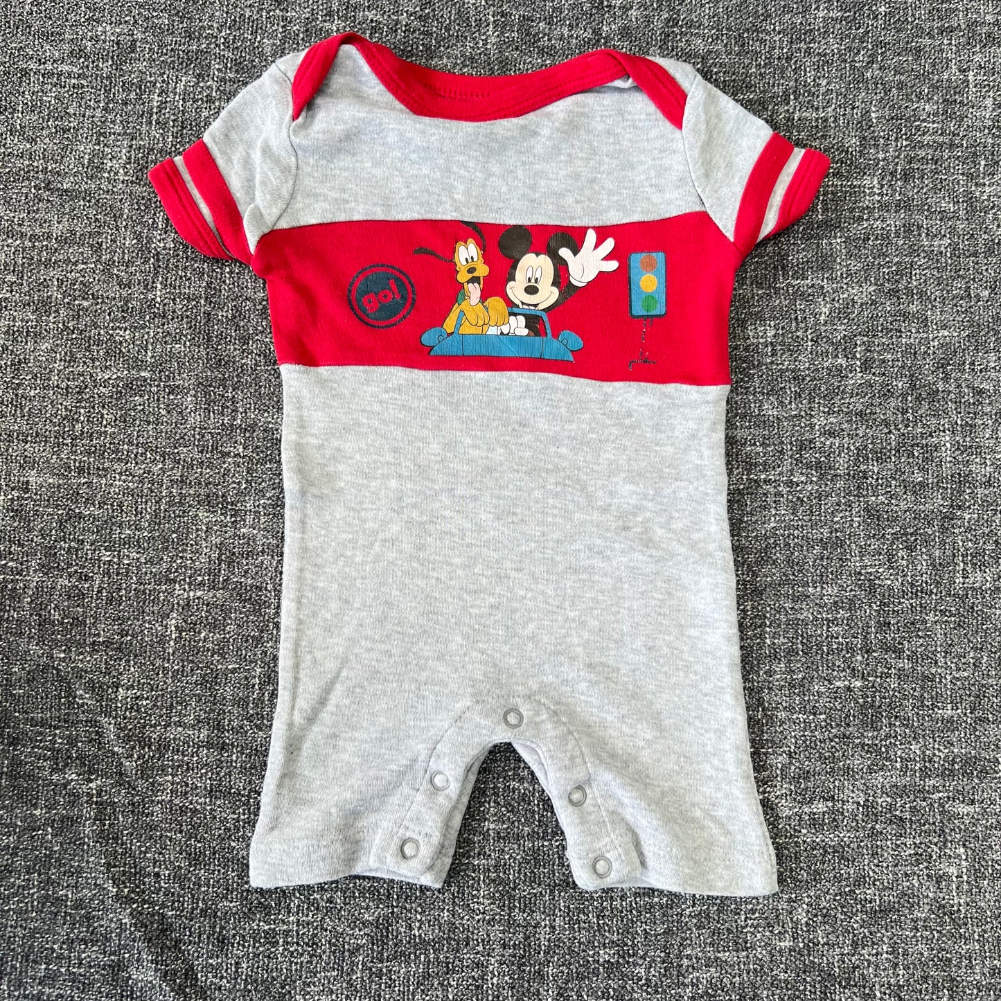 Boys 3-6 Month Disney "Mickey Mouse & Pluto" Summer Romper (PIP)