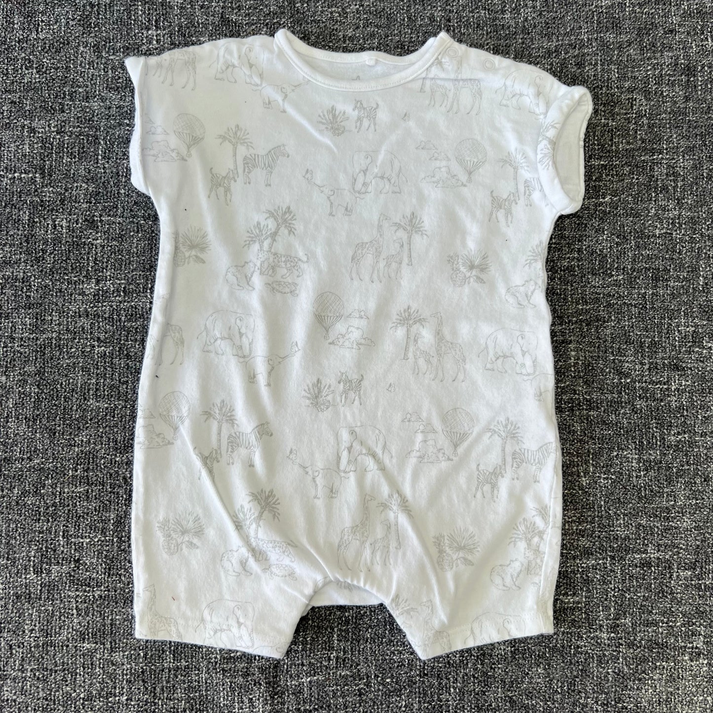 Boys 3-6 Month White Safari Animals Summer Romper