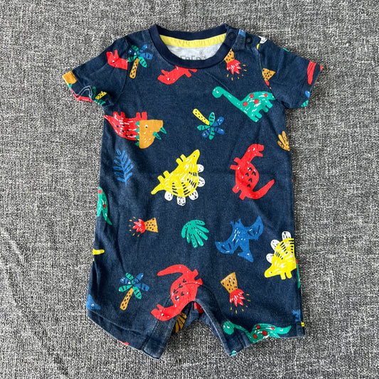 Boys 3-6 Month Blue Dinosaur Summer Romper