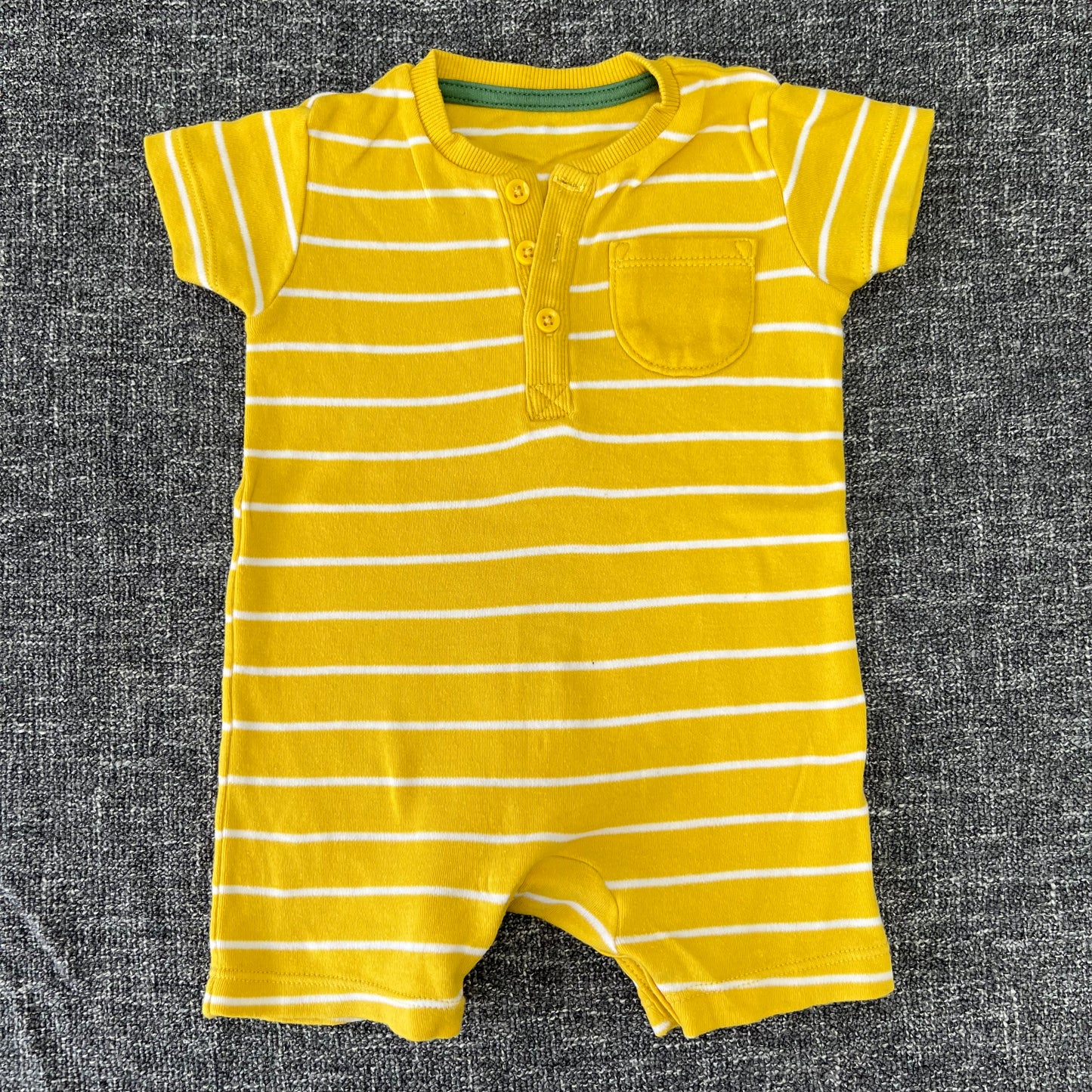 Boys 3-6 Month Yellow & White Striped Summer Romper