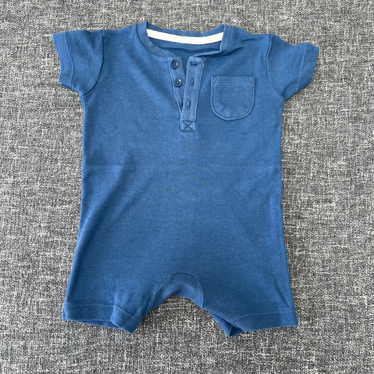 Boys 3-6 Month Plain Blue Summer Romper