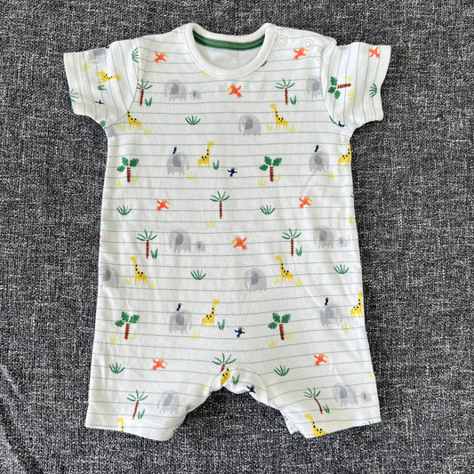 Boys 3-6 Month White Safari Animal Summer Romper