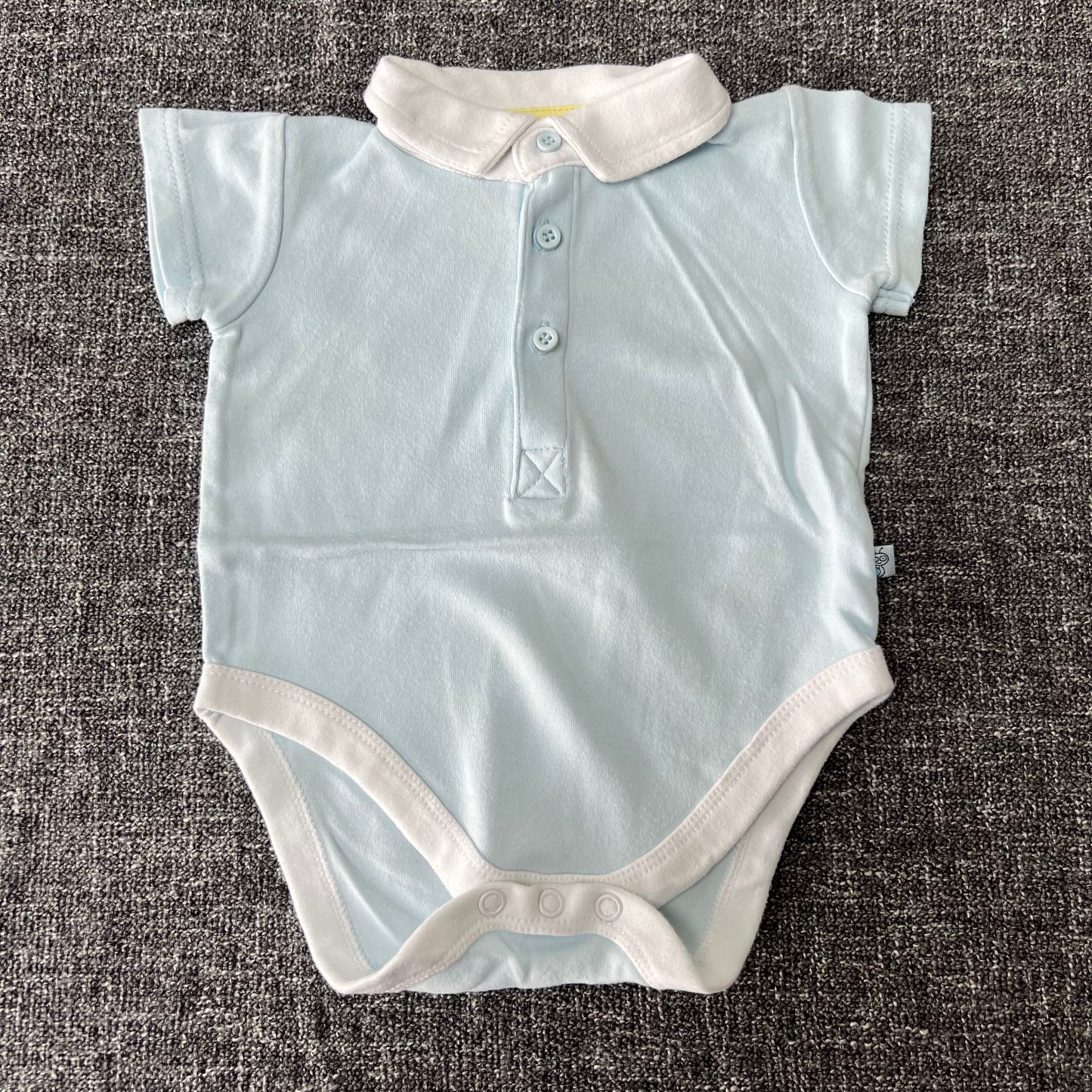 Boys 3-6 Month Blue & White Collared Short Sleeved Bodysuit