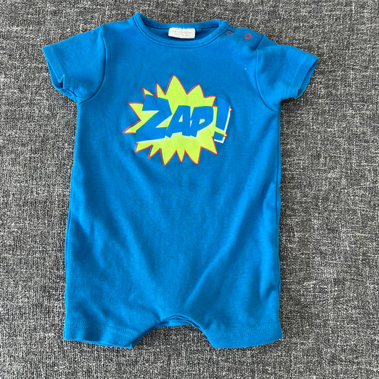 Boys 3-6 Month "Zap" Blue Summer Romper (PIP)