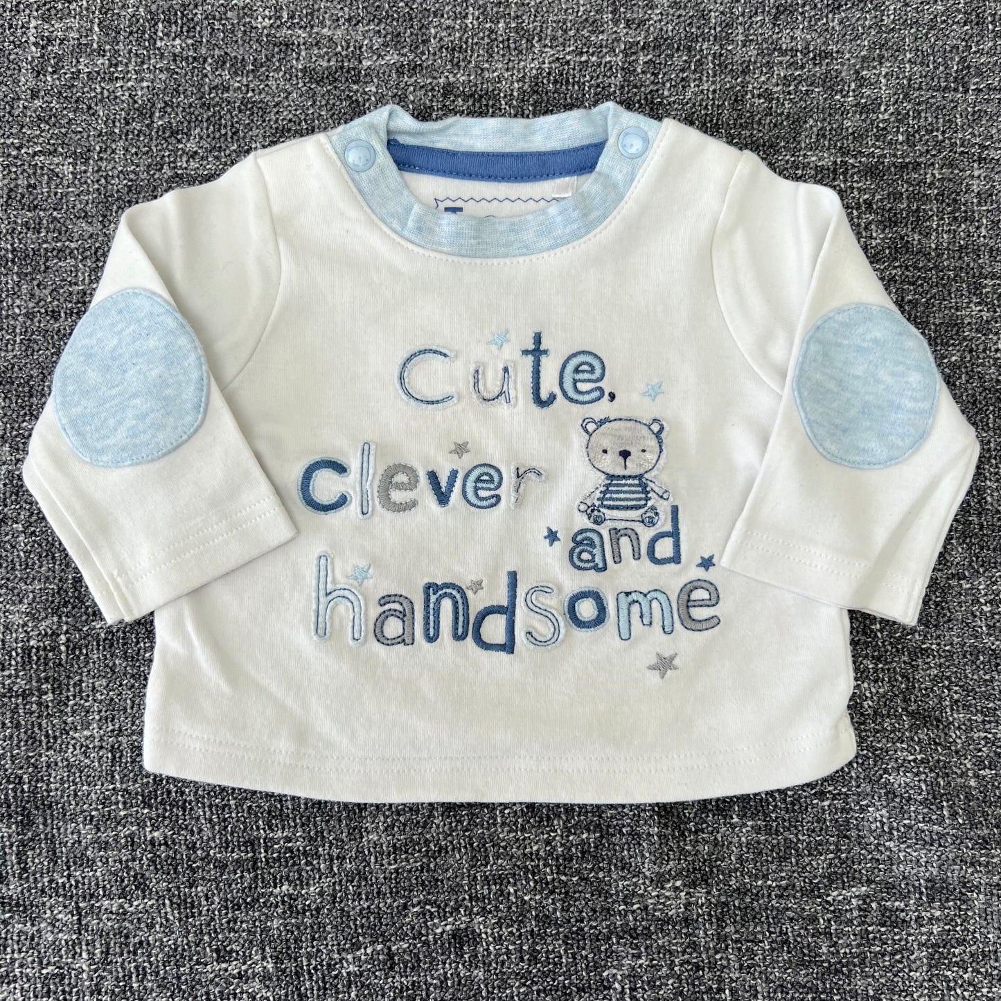 Boys Newborn "Cute, Clever And Handsome" Long Sleeved Top