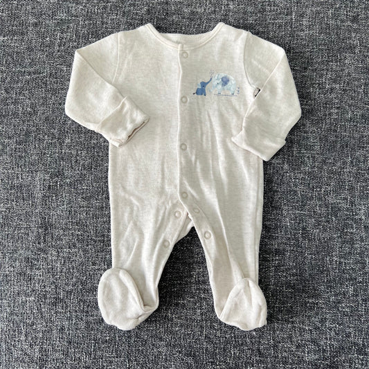 Boys Newborn Cream Elephant Sleepsuit